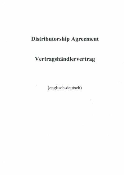 Vertragshändler-Vertrag (englisch-deutsche Fassung)