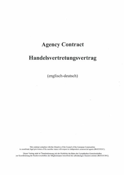 Handelsvertretungsvertrag digital (deutsch-englische Fassung) zum Download