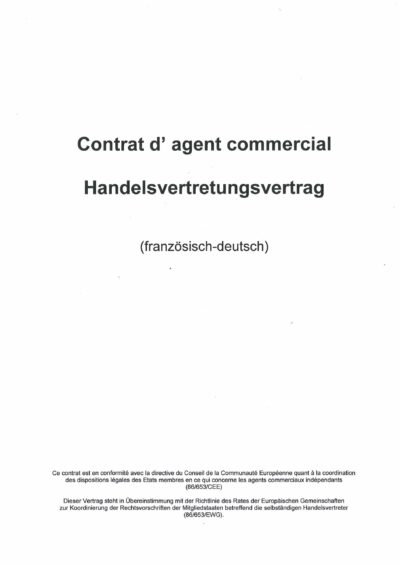 Handelsvertretungsvertrag digital (deutsch-französische Fassung) zum Download