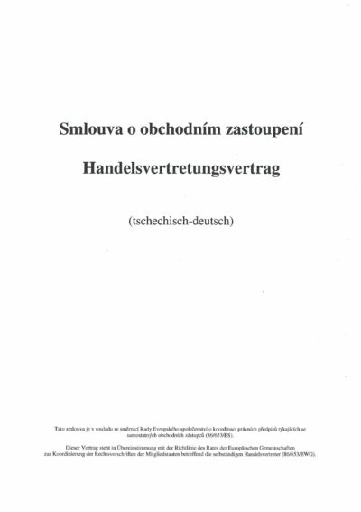 Handelsvertretungsvertrag digital (deutsch-tschechische Fassung) zum Download