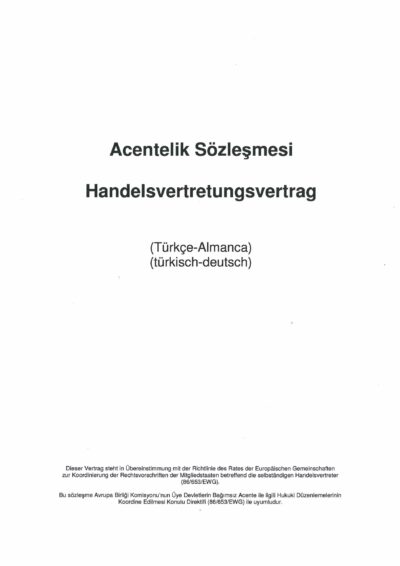 Handelsvertretungsvertrag (türkisch-deutsche Fassung)